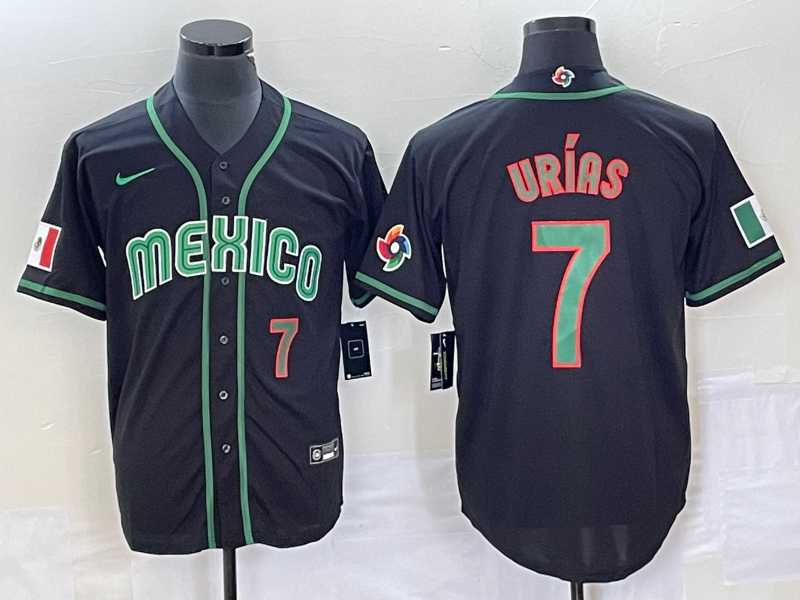 Mens Mexico Baseball #7 Julio Urias Number 2023 Black World Classic Stitched Jersey6->2023 world baseball classic->MLB Jersey
